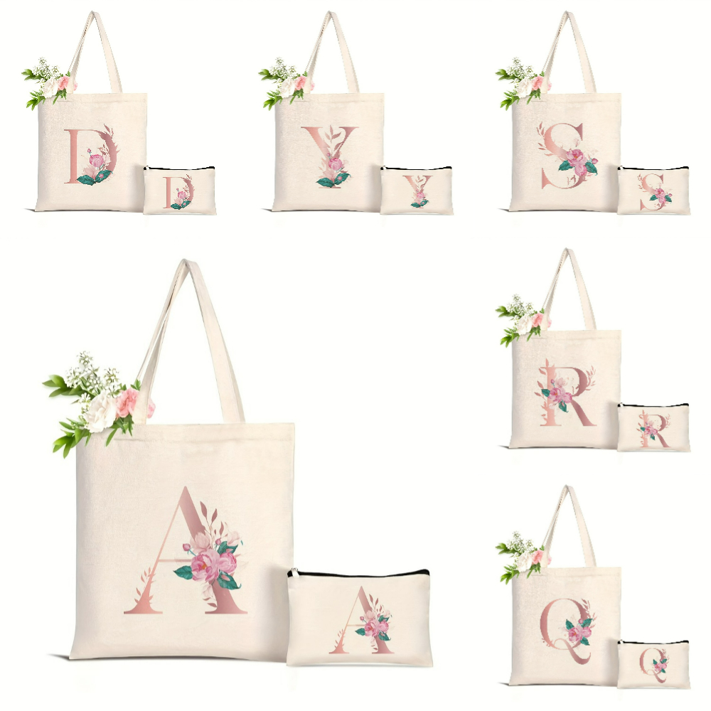 Women'S Tote Bags Designer - 1 adet Çiçek Desenli Aşk Mektubu