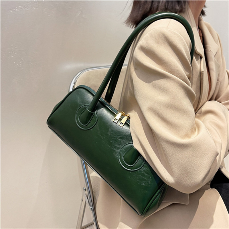 Women'S Vegan Bags - Klasik Deri El Çantası, Retro Sade