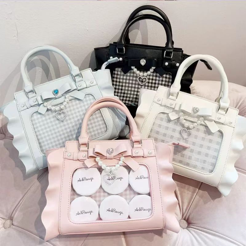 Women'S Vegan Bags - Harajuku Kare Pembe Ita Çanta Kadın