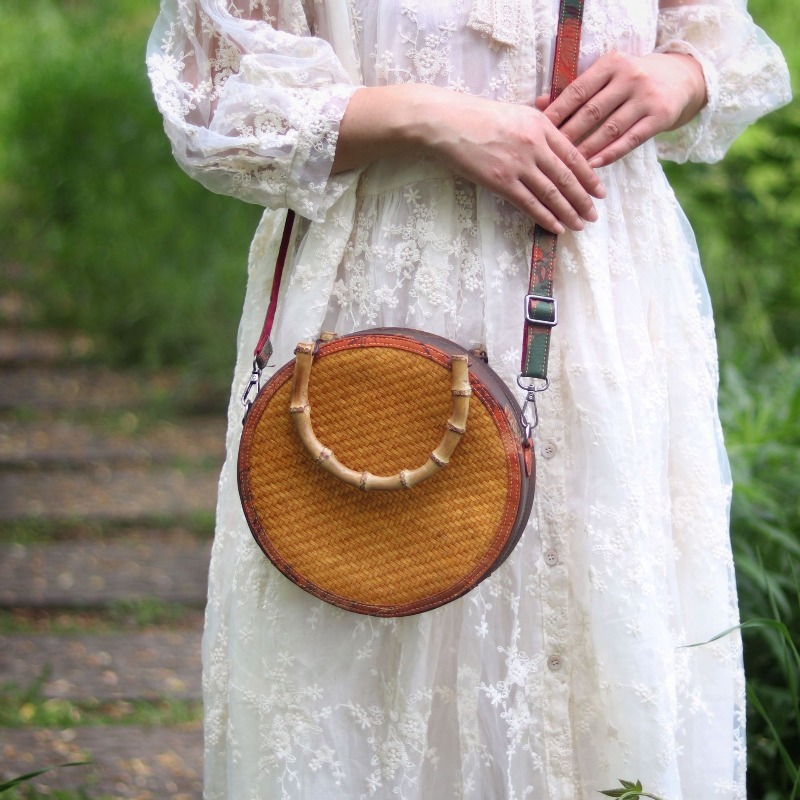 Yuvarlak Bambu Dokuma Xiangyun - Women Bags Purses incelemesi ve fiyatı