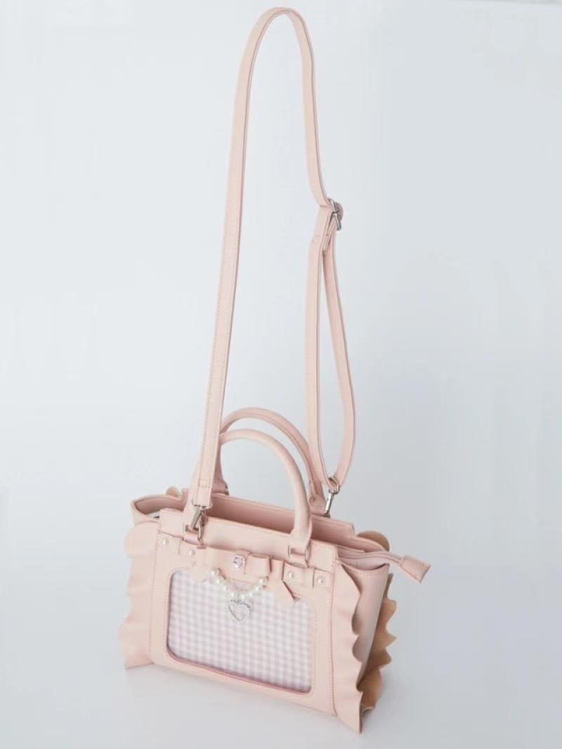 Harajuku Kare Pembe Ita Çanta  - Women'S Vegan Bags incelemesi ve fiyatı